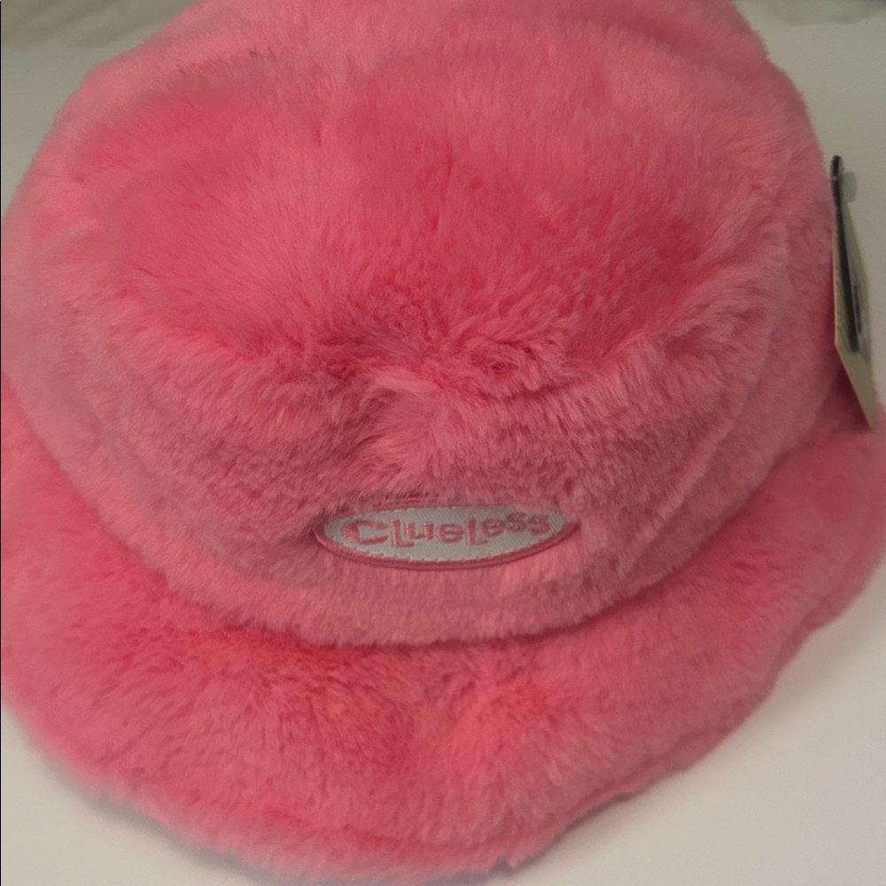 Clueless Pink Fuzzy Bucket Hat